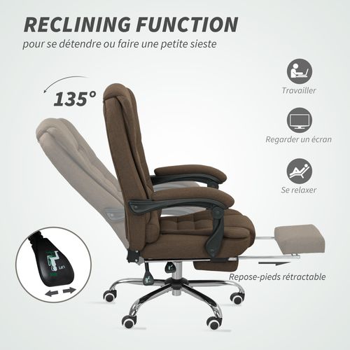 Fauteuil De Bureau Manager Repose-pied Dossier Inclinable Lin
