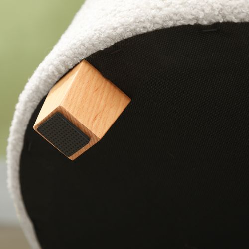 Pouf Coffre Rangement En Tissu Bouclette Blanc