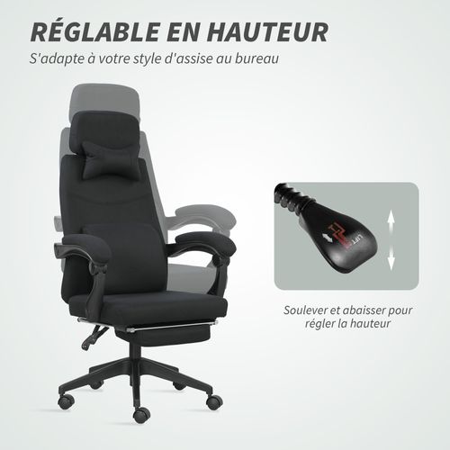 Fauteuil De Bureau Manager Repose-pied Tétière Coussin Lombaires Intégrés
