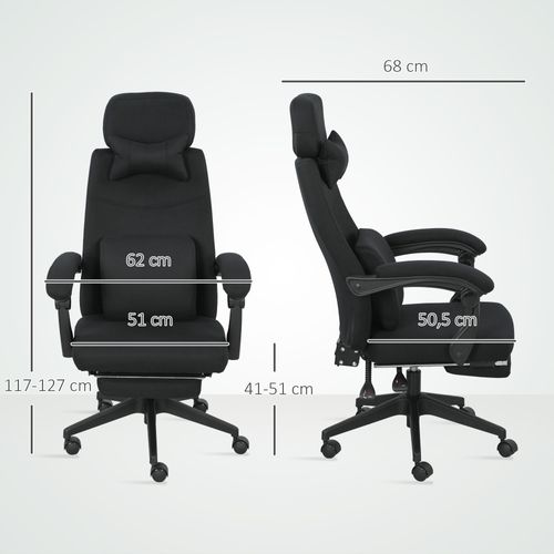 Fauteuil De Bureau Manager Repose-pied Tétière Coussin Lombaires Intégrés