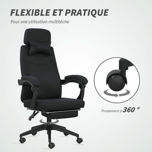 Fauteuil De Bureau Manager Repose-pied Tétière Coussin Lombaires Intégrés