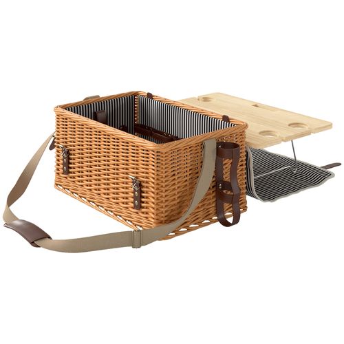 Panier De Pique-nique En Osier Avec Petite Table Et Accessoires