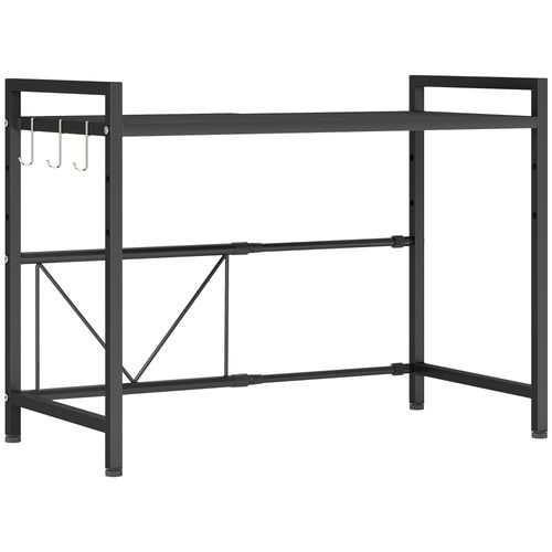 Étagère Extensible Pour Micro-ondes 3 Crochets Métal Noir