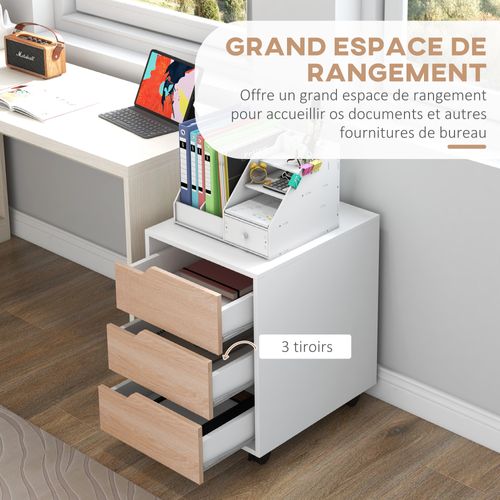 Caisson De Bureau Rangement Sur Roulettes 3 Tiroirs