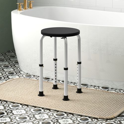 Tabouret De Douche Réglable En Hauteur 33-51 Cm - Antidérapant - Charge Max 135 Kg - Bleu - Pour Salle De Bain Sécurisée