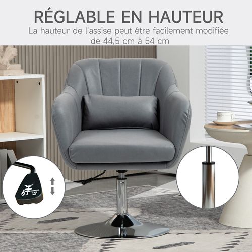 Fauteuil Lounge Design Avec Coussin Lin Gris