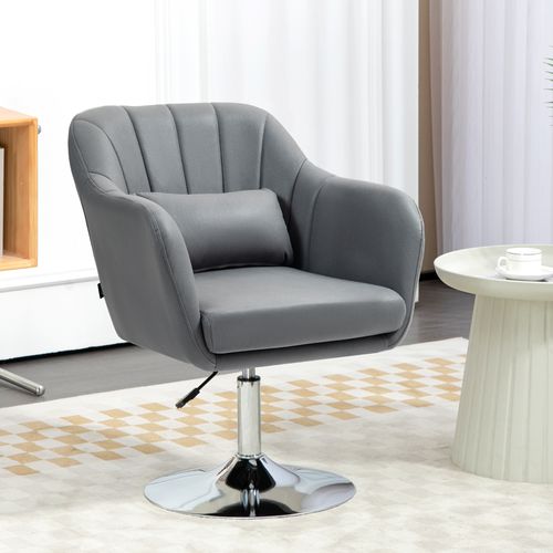 Fauteuil Lounge Design Avec Coussin Lin Gris