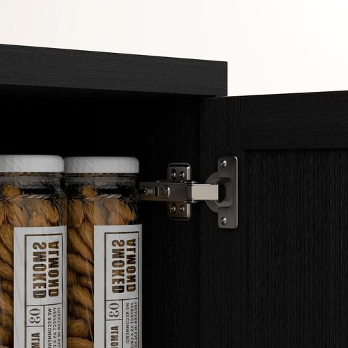 Buffet Haut - 4 Étagères - 60 X 40 X 160 Cm - Effet Bois Noir