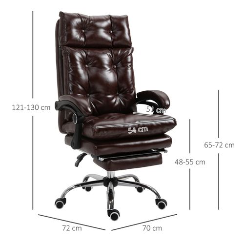Fauteuil De Bureau Manager Style Chesterfield Inclinable Repose-pieds Synthétique Chocolat