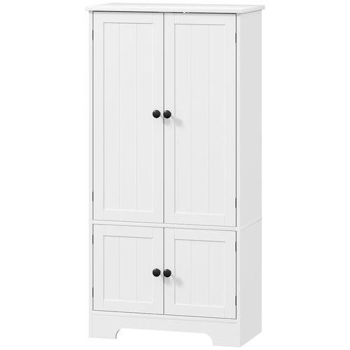 Armoire De Cuisine Buffet Haut Style Champêtre Chic - 4 Portes, 4 Niveaux - Blanc