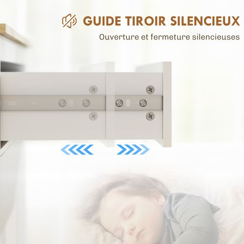 Buffet 2 Portes Étagère Tiroir Poignées Lanières Aspect Cuir