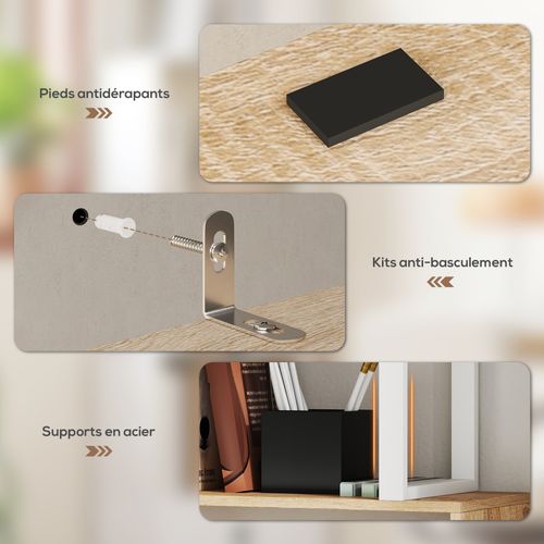 Bibliothèque Design Zig Zag - 4 Étagères, 2 Portes