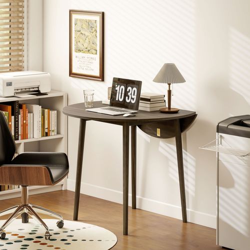 Table Ronde Pliable 2 Abattants D. 89 Cm Bois