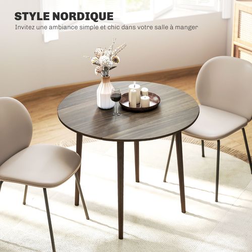 Table Ronde Pliable 2 Abattants D. 89 Cm Bois