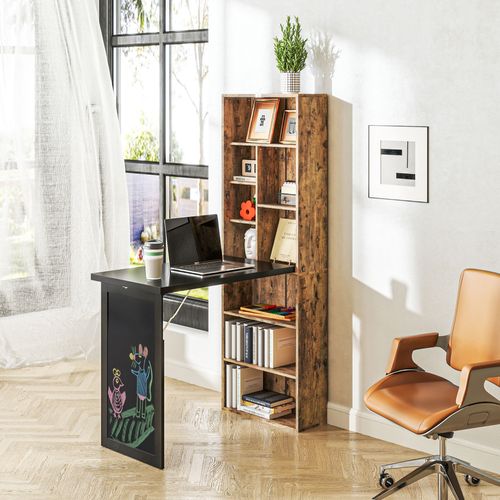 Bureau Mural Pliable Bibliothèque Avec Tableau Craie Intégré