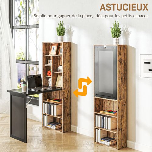 Bureau Mural Pliable Bibliothèque Avec Tableau Craie Intégré