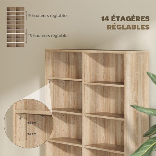 Étagère Pour Cd Et Dvd - 18 Compartiments, 14 Étagères Réglables - 78,5x24x175cm