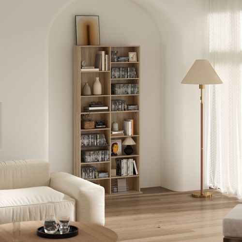 Étagère Pour Cd Et Dvd - 18 Compartiments, 14 Étagères Réglables - 78,5x24x175cm