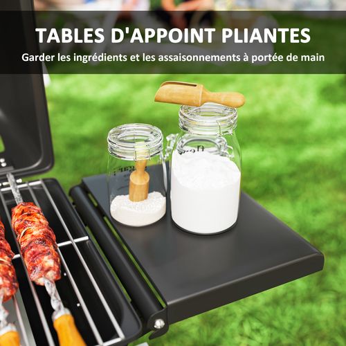Barbecue Gaz Pliable Portable Avec Couvercle Roues 2 Brûleurs 5,6kw