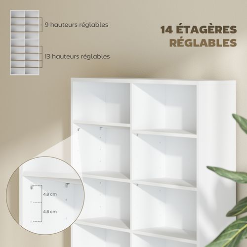 Étagère Pour Cd Et Dvd - 18 Compartiments, 14 Étagères Réglables - 78,5x24x175cm