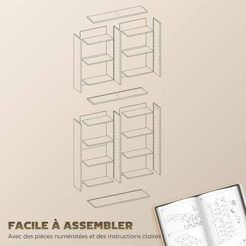 Étagère Pour Cd Et Dvd - 18 Compartiments, 14 Étagères Réglables - 78,5x24x175cm