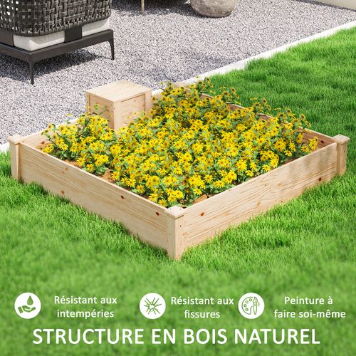 Ensemble Carré Potager Composteur Bois Sapin Naturel