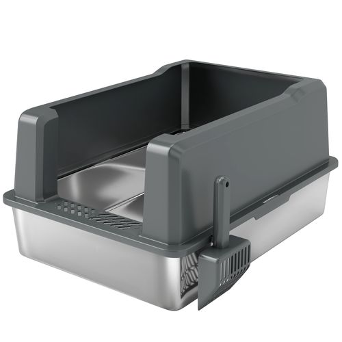 Maison De Toilette XXL 85l Design Chat Acier Inox Abs Gris