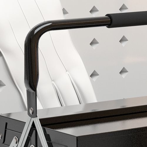 Boite à Outils Métal - Caisse à Outils 3 Niveaux 5 Plateaux Rétractables - Tôle Acier Noir