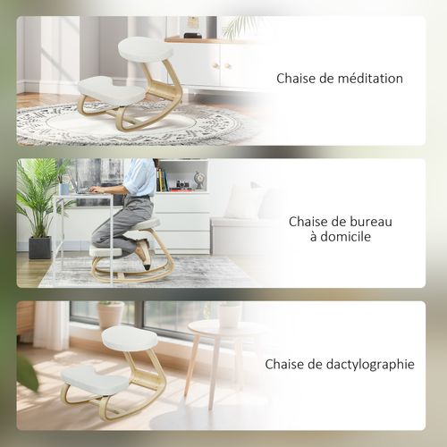 Siège Ergonomique - Siège Assis-genoux - Bois Bouleau Tissu