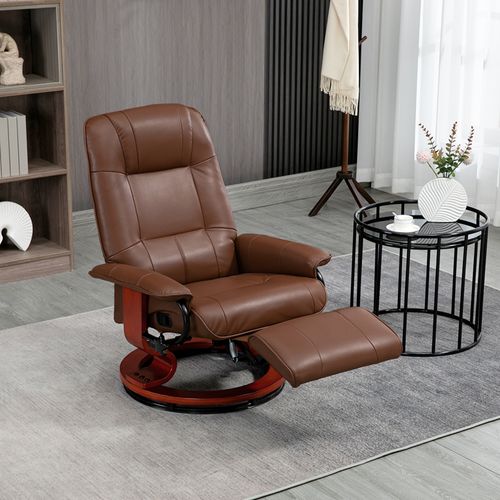 Fauteuil Relax Inclinable Repose-pied Réglable Pivotant 360° Bois Synthétique