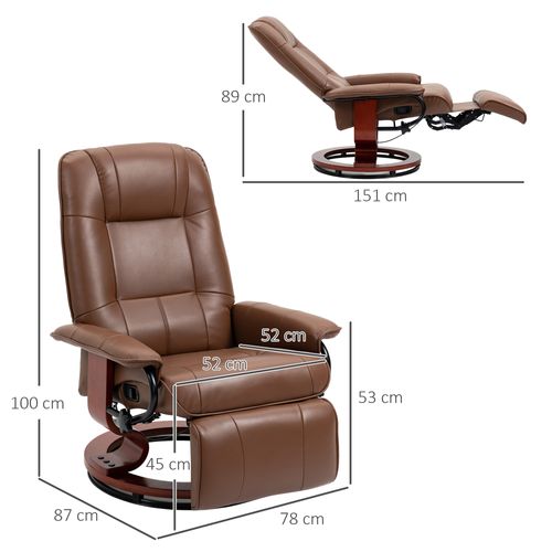 Fauteuil Relax Inclinable Repose-pied Réglable Pivotant 360° Bois Synthétique