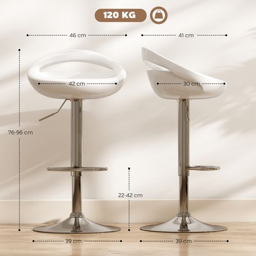 Lot De 2 Tabourets De Bar Design Réglable Pivotant Repose-pieds Intégré