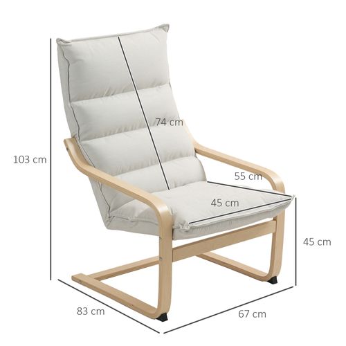 Fauteuil Lounge De Salon Bois De Bouleau Tissu Matelassé Beige