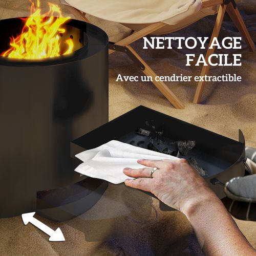 Brasero Extérieur Ø45 Cm Design Avec Bac à Cendres Et Tisonnier