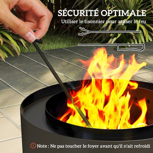 Brasero Extérieur Ø45 Cm Design Avec Bac à Cendres Et Tisonnier