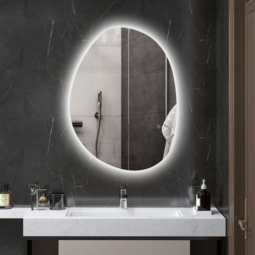 Miroir LED Organique Salle De Bain Réglable - 80 X 60 Cm - Verre Trempé
