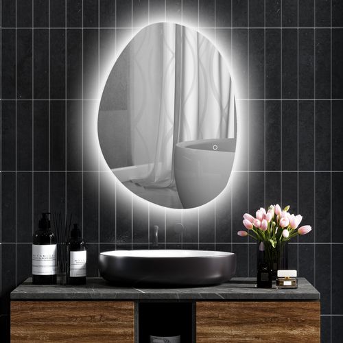 Miroir LED Organique Salle De Bain Réglable - 80 X 60 Cm - Verre Trempé
