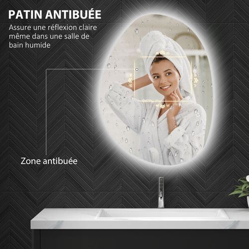 Miroir LED Organique Salle De Bain Réglable - 80 X 60 Cm - Verre Trempé