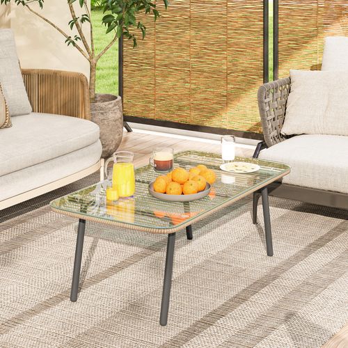 Table Basse De Jardin Style Acapulco Résine Filée Effet Naturel