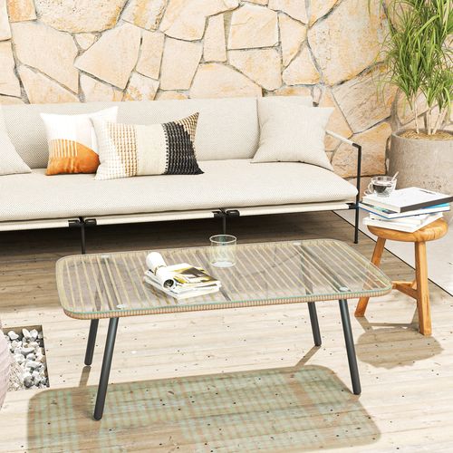Table Basse De Jardin Style Acapulco Résine Filée Effet Naturel