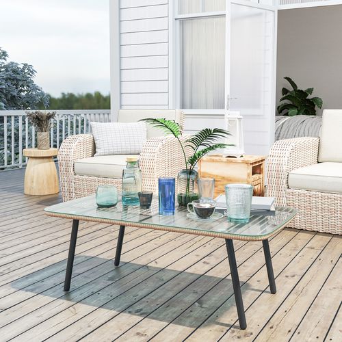 Table Basse De Jardin Style Acapulco Résine Filée Effet Naturel