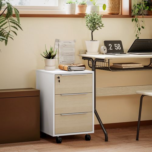 Caisson De Bureau 3 Tiroirs Verrouillables 2 Clés