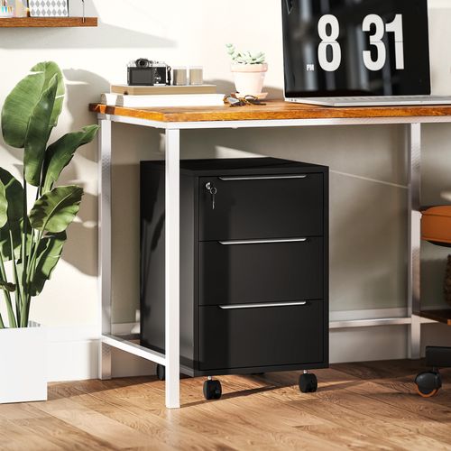 Caisson De Bureau 3 Tiroirs Verrouillables 2 Clés