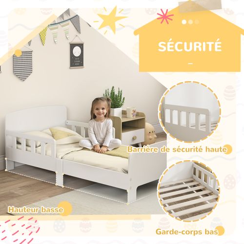 Lit Enfant Design Maison - Tête De Lit, Sommier Lattes Inclus - Mdf Blanc 90x190