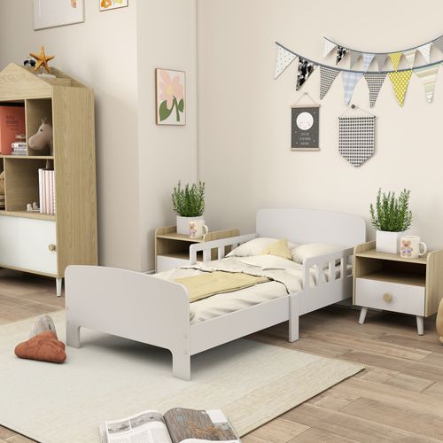 Lit Enfant Design Maison - Tête De Lit, Sommier Lattes Inclus - Mdf Blanc 90x190