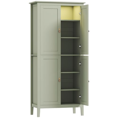 Armoire De Cuisine LED Sur Pied Style Classique Chic 4 Portes 6 Niveaux