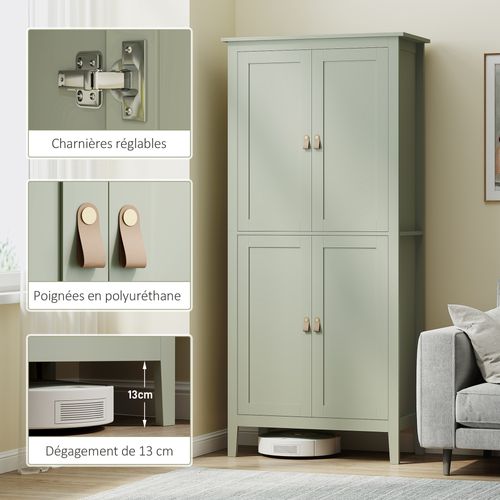 Armoire De Cuisine LED Sur Pied Style Classique Chic 4 Portes 6 Niveaux