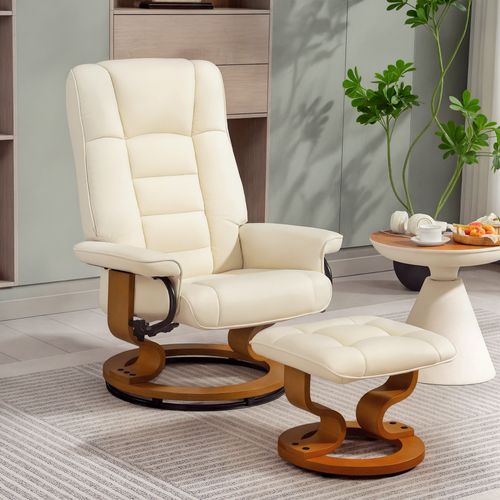 Fauteuil Relax Inclinable Pivotant Réglable Avec Repose-pied Bois
