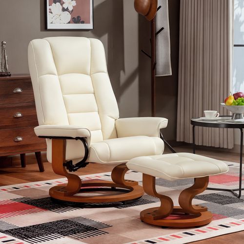 Fauteuil Relax Inclinable Pivotant Réglable Avec Repose-pied Bois