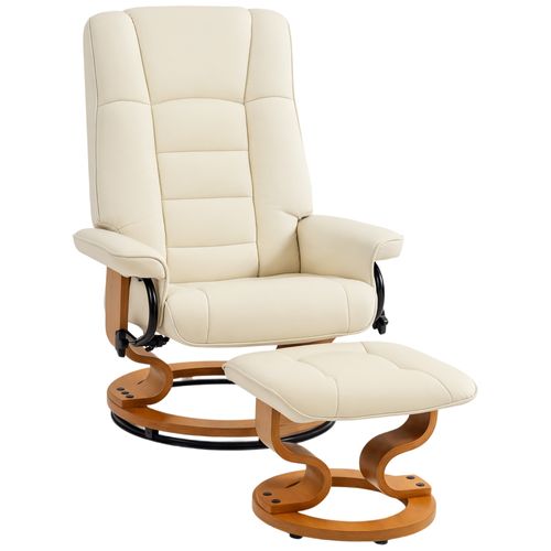 Fauteuil Relax Inclinable Pivotant Réglable Avec Repose-pied Bois